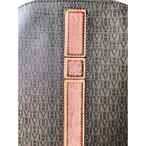 Victor Hugo Womens Backpack Brown Medium Brown Casual Travel Monogram Logo Chic - Picture 3 of 8